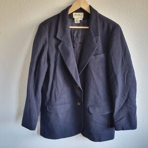 Eddie Bauer Vintage Wool Navy Blue Blazer Jacket Women's Size L